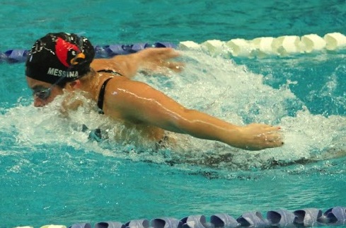 Emily Messina during her 200 butterfly race at the 2016 Landmark Conference Championship meet.