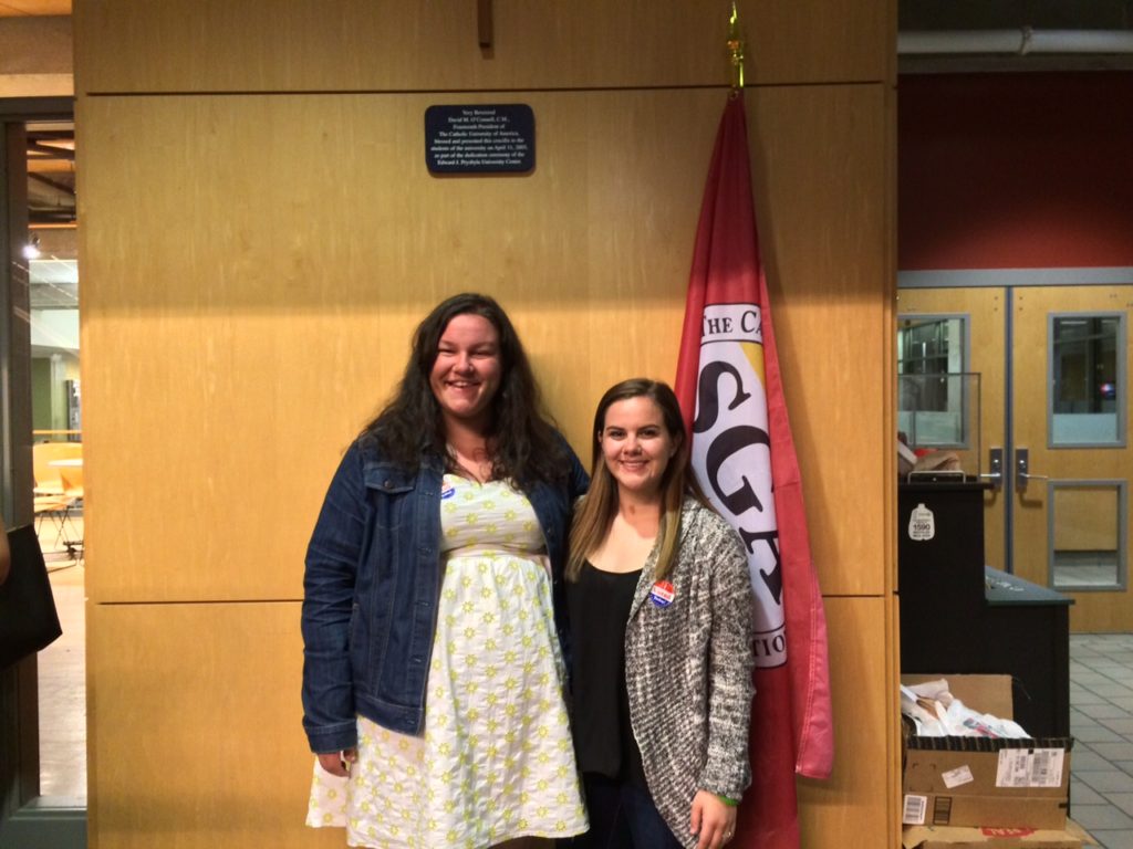Newly elected SGA President, Kristina Pinault (left) and Vice President, Lauren Werling (right).