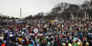 People participate in the annual March for Life rally on the National Mall in Washington