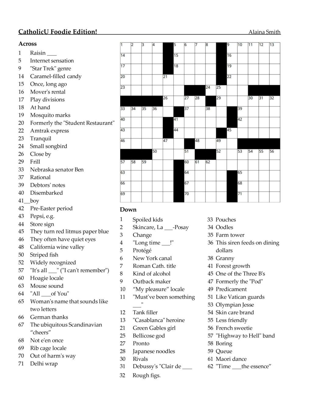 FOODIE CROSSWORD-1